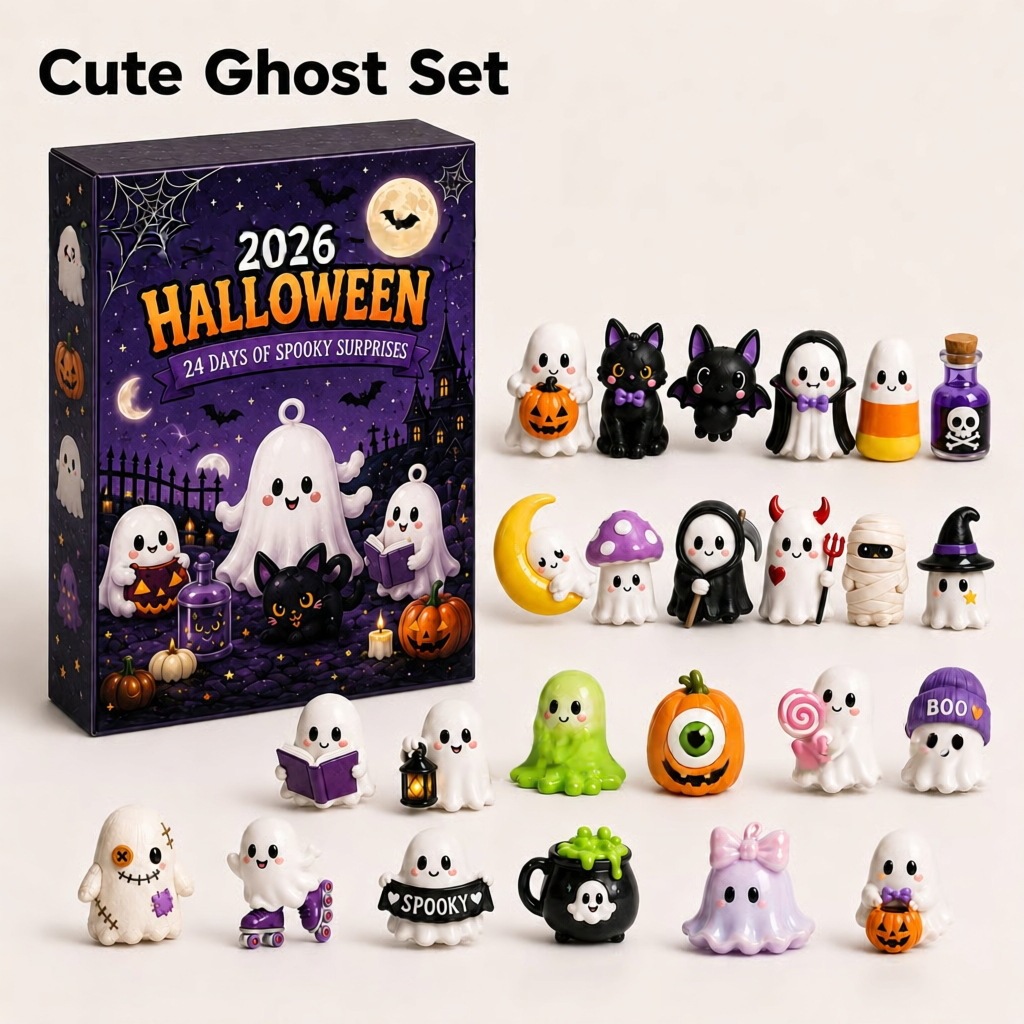 Advent Calendar Gift - 2026年ハロウィンアドベントカレンダー、24日間の不気味なレジンオーナメントカウントダウンボックス、ハロウィンテーブルデコレーションホリデーサプライズギフトセット