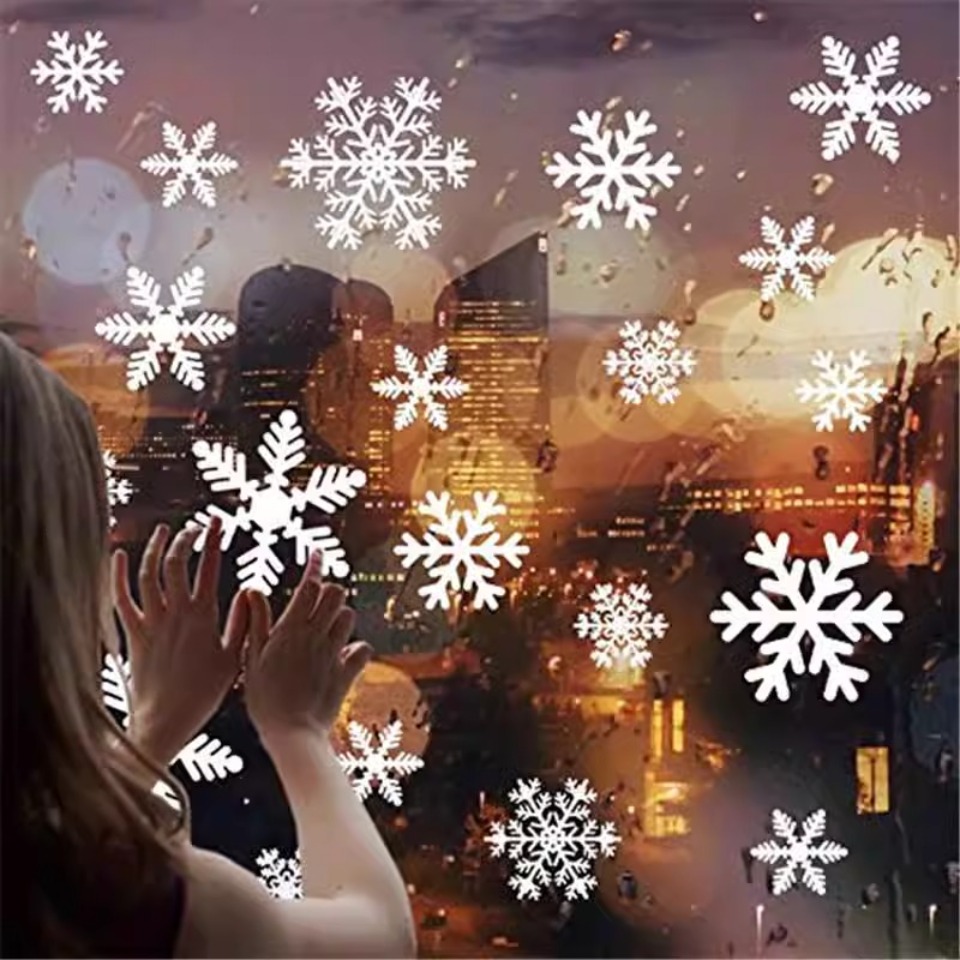 Snowflake Window Decal - 1 セット雪の結晶ウィンドウステッカー使い捨てクリスマスウィンドウデカールホリデーデコレーションホームリビングルームカーパーティー用