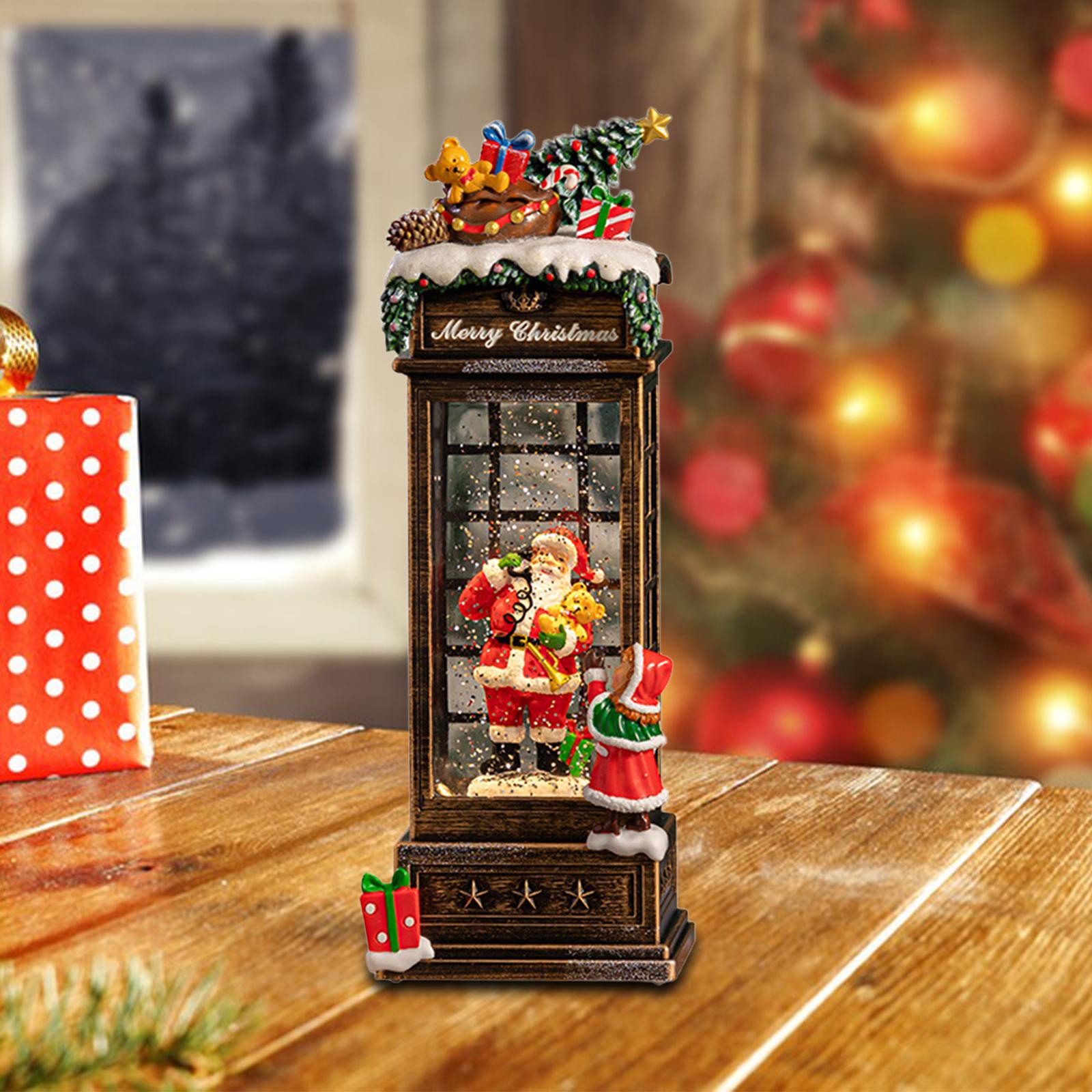 Snow Globe Musical - 水とグリッターが回転するミュージカルクリスマススノーグローブ、クリスマスデコレーション、サンタクロースの置物、デスクや寝室用