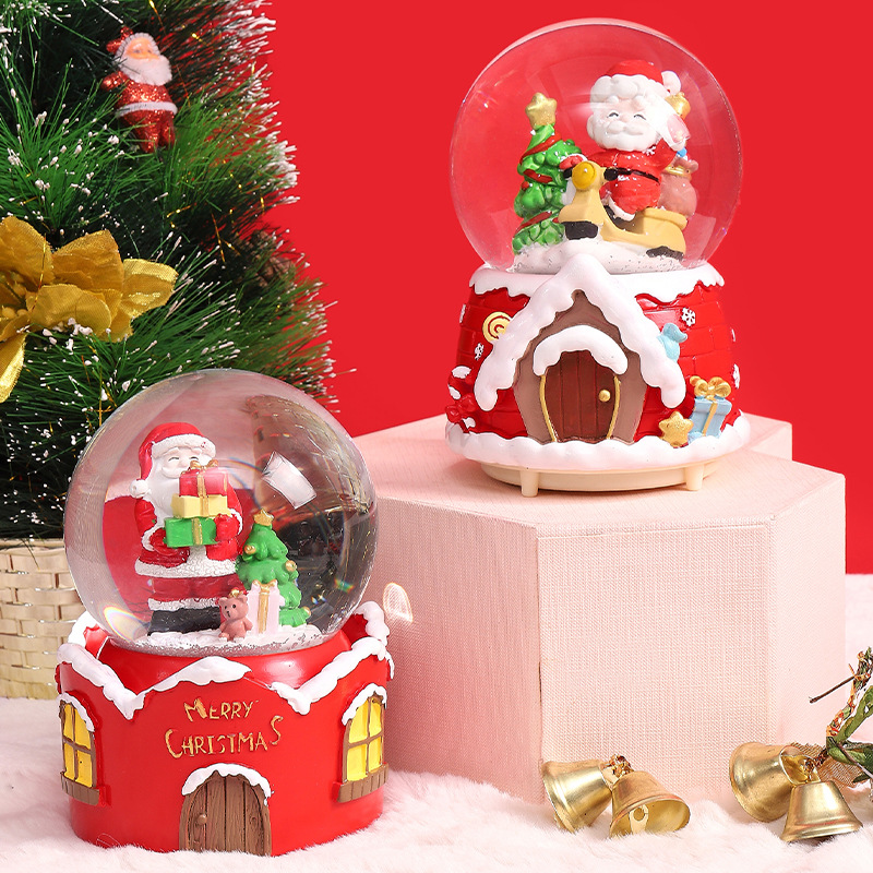 Snow Globe Musical - クリスマススノードーム LEDライト付き 自動雪降り サンタクロース ミュージカル回転装飾 キッズ/友達へのプレゼント