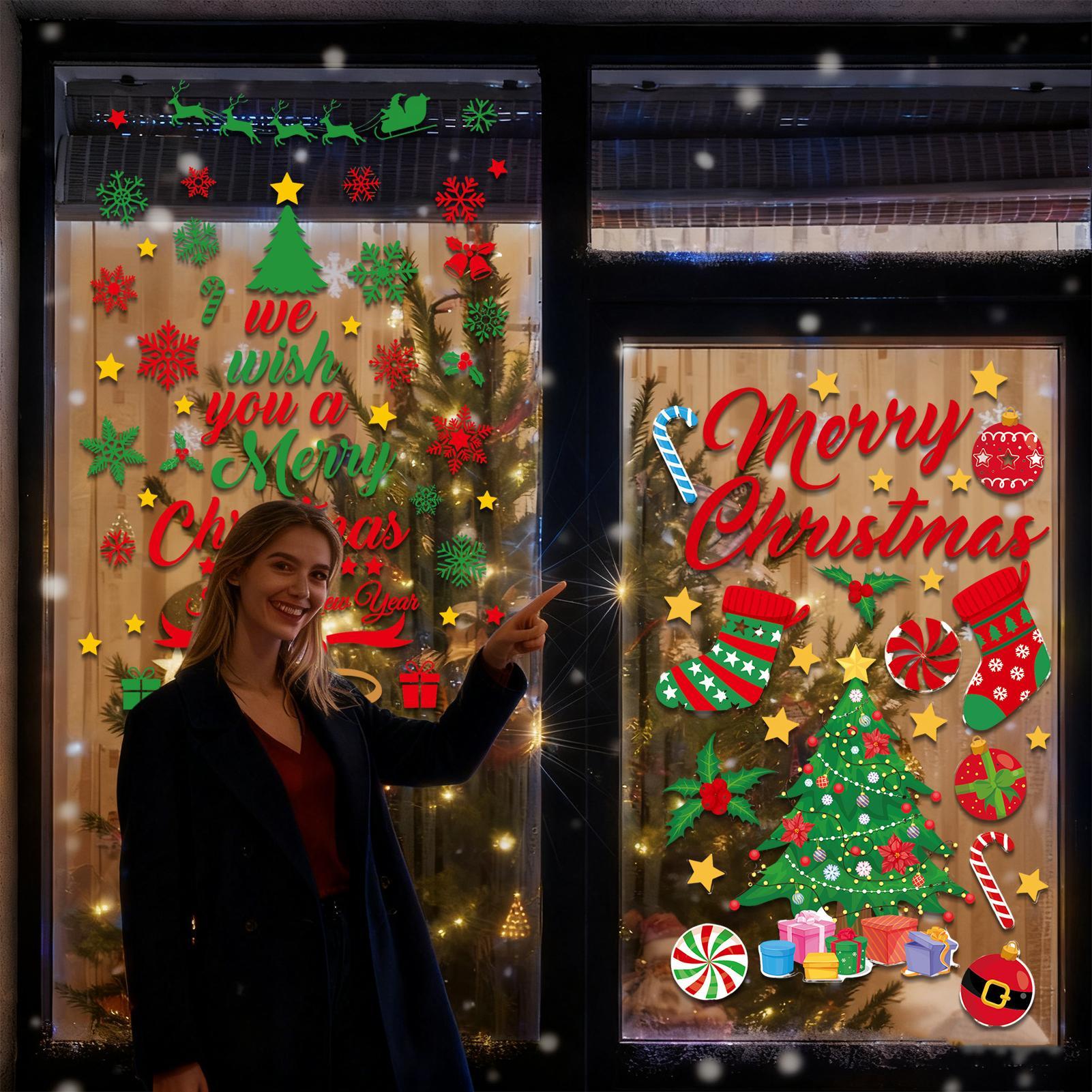 Snowflake Window Decal - 3 ピース クリスマス ウォール ステッカー ウィンドウ