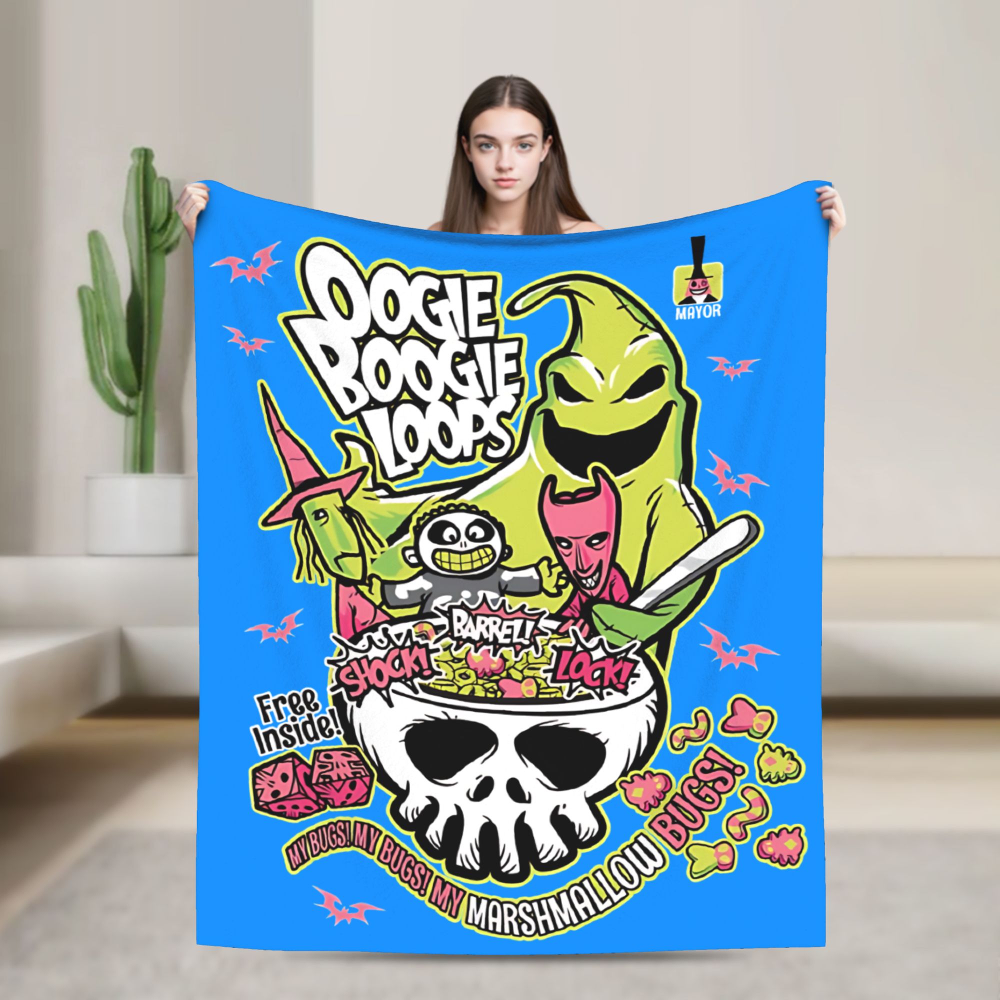 Christmas Throw Blanket - オーギー・ブギー・ループス ハロウィン ナイトメアー・ビフォア・クリスマス ブランケット コーラルフリース プラッシュ