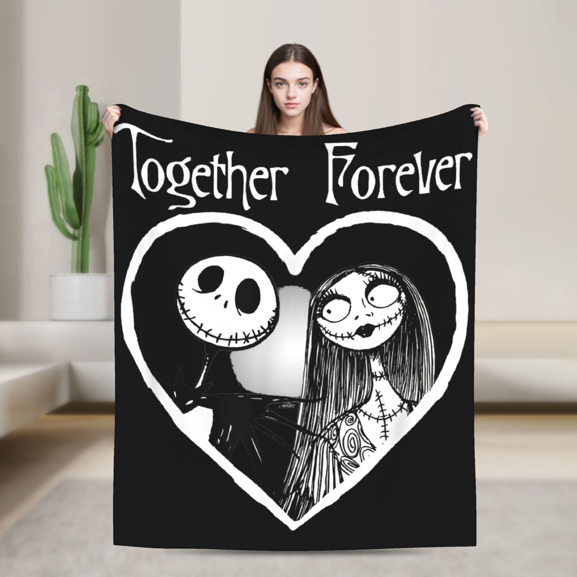 ジャック・スケリントン Together Forever ナ - Christmas Throw Blanket のレビューと価格