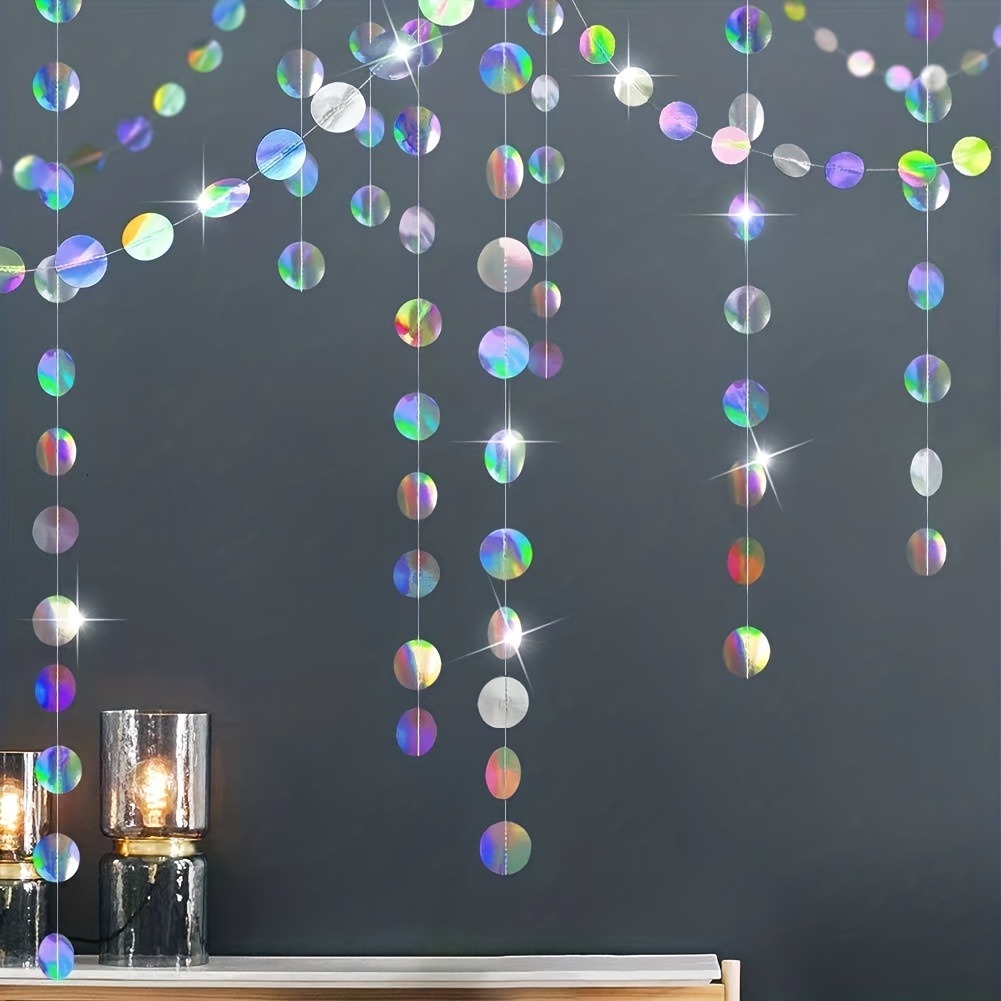 きらめく虹色のサークル花輪 1 個 - マジカルホログラフィ - Tinsel Garland Decoration のレビューと価格