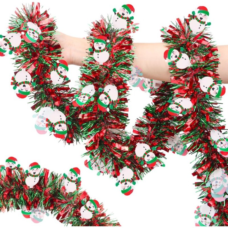 2M レッドグリーンクリスマスティンセルガーランド、雪だるま - Tinsel Garland Decoration のレビューと価格