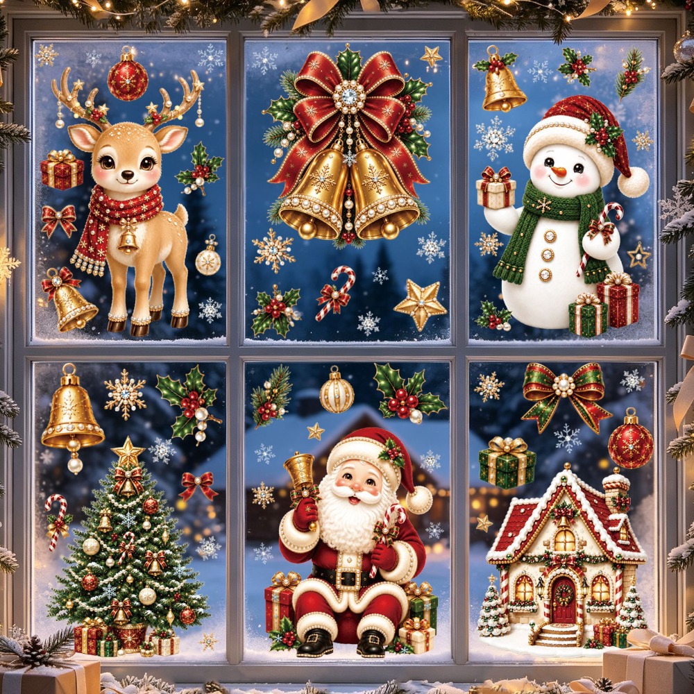 2027年クリスマス 新しいウィンドウステッカー かわいいサ - Snowflake Window Decal のレビューと価格