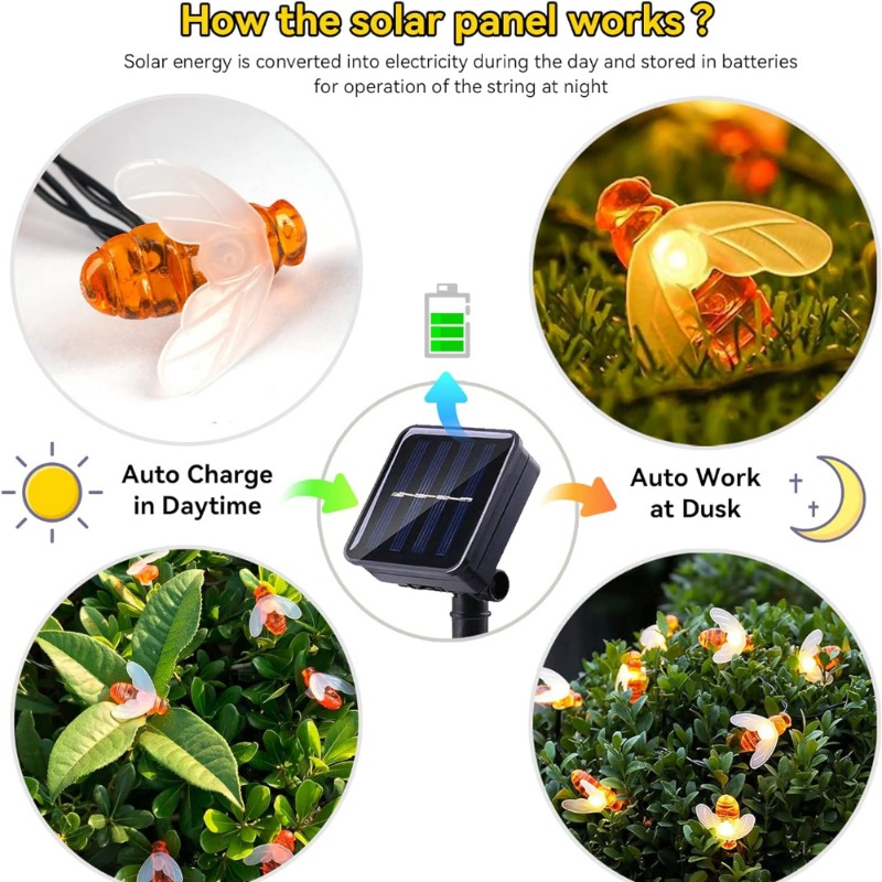 ソーラービーストリングライト 7m 50LED 屋外防水フェ - Led Fairy String Lights のレビューと価格