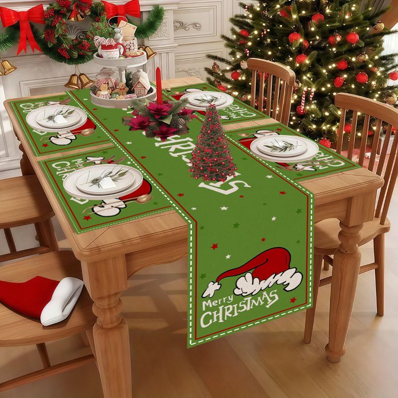 VIKAMA かわいい漫画クリスマステーブルランナープレース - Christmas Table Runner のレビューと価格