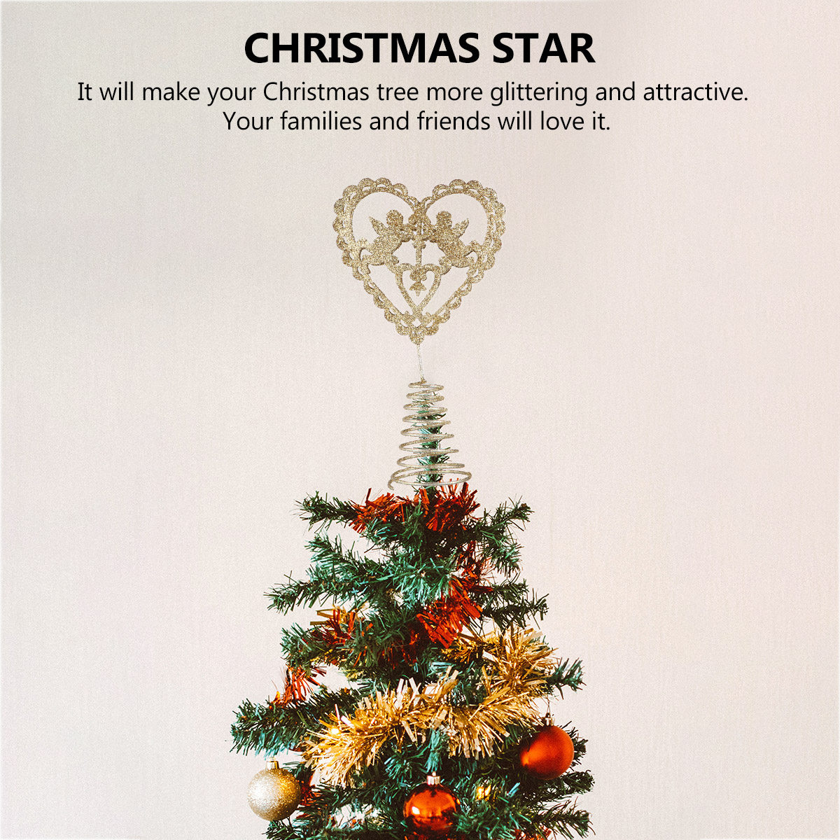 1 個クリスマスツリースタートッパーゴールデンメタル五芒星デ - Star Tree Topper のレビューと価格