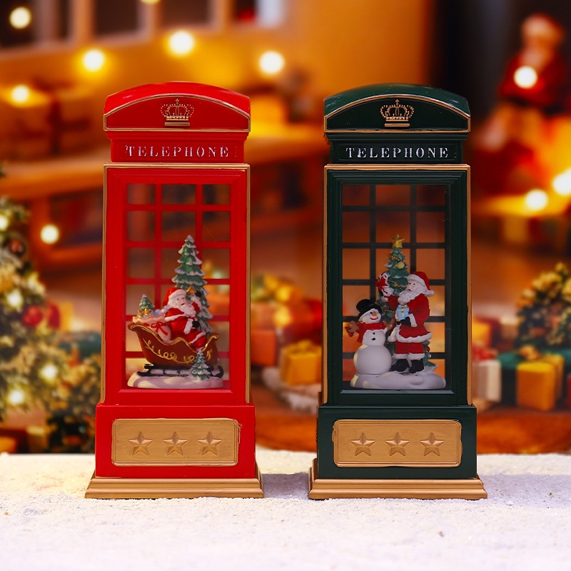 クリスマス電話ボックスナイトライトサンタのそりスノーグローブ - Snow Globe Musical のレビューと価格